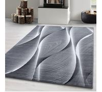Carpetsale24 Tapis moderne à poils ras, tendance Gris Tapis 80x300 cm motif en bois ondulé 3D, tapis moelleux