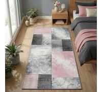 Carpetsale24 Tapis Moderne Salon-Chambre Rose 80x150 cm Poils Courts Conception Carré Doux Moelleux
