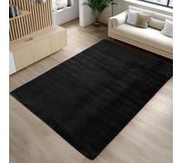 Carpetsale24 Tapis Noir 200x280 cm Tapis à Poils Courts Lavable, Antidérapant et Doux, Design Monochrome Moderne pour Salon, Chambre, Cuisine et Chambre d'enfant