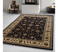 Carpetsale24 Tapis oriental 120 x 170 cm Noir Poils courts Look vintage Accessoire d'intérieur Entretien facile Motif classique Chambre à coucher Salon