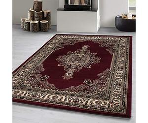Carpetsale24 Tapis oriental 300x400 cm rouge, grand tapis de salon à charme ethnique, solution d'entretien facile pour espaces ouverts, galerie ou loft