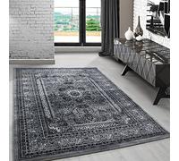 Carpetsale24 Tapis oriental gris 80x150 cm Poils courts, facile d'entretien Motif classique Tapis de couloir vintage pour chambre à coucher ou chambre d'amis