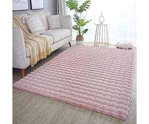 Carpetsale24 Tapis Poils Longs Shaggy Aspect 3D Ethnique Boho Look Doux, Moelleux, antidérapant, rectangulaire, Chambre à Coucher, Rose Tapis 120x170 cm