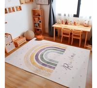 Carpetsale24 Tapis pour enfant - Motif arc-en-ciel - Tapis pour chambre de bébé garçon et fille - Crème - Dimensions : 120 x 170 cm - Couleur : crème