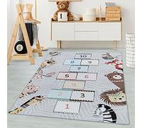 Carpetsale24 Tapis pour Enfants, Couleur Gris, Jeu de marelle, 105255, Tapis Rectangle, Tapis Chambre d'enfant Chambre bébé, 100 x 150 cm