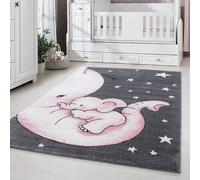 Carpetsale24 Tapis pour Enfants, Couleur Rose, Conception d'éléphant, 16090, Tapis Rectangle, Tapis Chambre d'enfant Chambre bébé, 160 x 230 cm