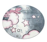 Carpetsale24 Tapis pour Enfants, Couleur Rose, Conception d'ours, 18098, Tapis Ronde, Tapis Chambre d'enfant Chambre bébé, 160 cm Rond