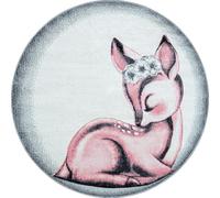 Carpetsale24 Tapis pour Enfants, Couleur Rose, Motif Fauve, 25093, Tapis Ronde, Tapis Chambre d'enfant Chambre bébé, 120 cm Rond