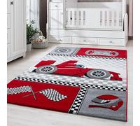 Carpetsale24 Tapis pour Enfants, Voiture de Course, Rouge, 140 x 200 cm, Rectangle