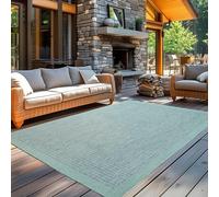 Carpetsale24 Tapis pour l'intérieur et l'extérieur - Résistant aux intempéries - 120 x 170 cm - Bleu uni - Lavable - Imperméable - Facile d'entretien et à tissage plat - Idéal pour balcon, jardin