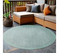 Carpetsale24 Tapis pour l'intérieur et l'extérieur - Résistant aux intempéries - 200 cm - Rond - Bleu uni - Lavable - Imperméable - Facile d'entretien et tissé à plat - Idéal pour balcon, jardin