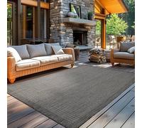 Carpetsale24 Tapis pour l'intérieur et l'extérieur - Résistant aux intempéries - 280 x 370 cm - Noir uni - Lavable - Imperméable - Facile d'entretien et tissé à plat - Idéal pour balcon, jardin