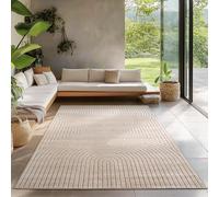 Carpetsale24 Tapis pour Salon, Chambre, Véranda - Poils Courts Beige, Effet Relief, Doux et Lavable, Adapté à l Extérieur, Facile à Entretenir, 140x200 cm