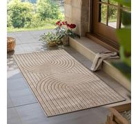 Carpetsale24 Tapis pour Salon, Chambre, Véranda - Poils Courts Beige, Effet Relief, Doux et Lavable, Adapté à l Extérieur, Facile à Entretenir, 80x150 cm