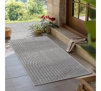 Carpetsale24 Tapis pour Salon, Chambre, Véranda - Poils Courts Gris, Effet Relief, Doux et Lavable, Adapté à l Extérieur, Facile à Entretenir, 80x150 cm