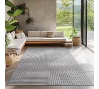 Carpetsale24 Tapis pour Salon, Chambre, Véranda - Poils Courts Gris, Effet Relief, Doux et Lavable, Adapté à l Extérieur, Facile à Entretenir, 240x340 cm