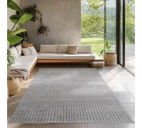 Carpetsale24 Tapis pour Salon, Chambre, Véranda - Poils Courts Gris, Effet Relief, Doux et Lavable, Adapté à l Extérieur, Facile à Entretenir, 120x170 cm