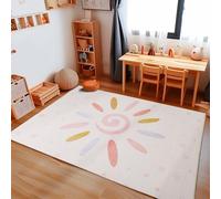 Carpetsale24 Tapis Rectangulaire pour Enfants, 140 x 200 cm, Motif Soleil et Étoiles, Crème