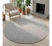 Carpetsale24 Tapis Rond 160 cm Gris Uni Bou oucles Style Scandinave Moderne Doux Résistant Facile à Nettoyer Grand Tapis pour Salon Salle à Manger Chambre