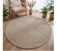 Carpetsale24 Tapis Rond 80 cm Beige Uni Bouclé Style Scandinave Moderne pour Salon Table d'Appoint Chambre