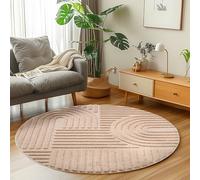 Carpetsale24 Tapis Rond 80 cm Rose à Poils Longs Design bohème scandinave Effet Relief Shaggy Doux Moelleux Robuste Facile à Nettoyer Moderne pour Table d'Appoint