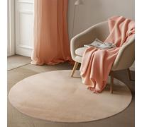 Carpetsale24 Tapis Rond Beige 160 cm Tapis à Poils Courts Lavable, Rond, Antidérapant et Doux, Design Monochrome Moderne pour Salon, Chambre, Cuisine et Chambre d'enfant