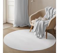 Carpetsale24 Tapis Rond Blanc 160 cm Tapis à Poils Courts Lavable, Rond, Antidérapant et Doux, Design Monochrome Moderne pour Salon, Chambre, Cuisine et Chambre d'enfant