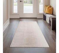Carpetsale24 Tapis Runner Crème 60x100 cm Tapis à Poils Courts Lavable, Antidérapant et Doux, Design Monochrome Moderne pour Chambre, Cuisine et Couloir