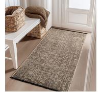 Carpetsale24, Tapis Runner en Coton Chenille Beige 80x150 cm Lavable, Antidérapant et Doux, Pour Salon, Chambre & Couloir