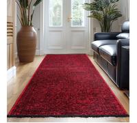 Carpetsale24, Tapis Runner en Coton Chenille Rouge 80x250 cm Lavable, Antidérapant et Doux, Pour Salon, Chambre & Couloir
