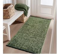 Carpetsale24, Tapis Runner en Coton Chenille Vert 80x150 cm Lavable, Antidérapant et Doux, Pour Salon, Chambre & Couloir