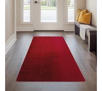 Carpetsale24 Tapis Runner Rouge 60x100 cm Tapis à Poils Courts Lavable, Antidérapant et Doux, Design Monochrome Moderne pour Chambre, Cuisine et Couloir