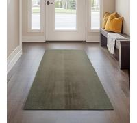 Carpetsale24 Tapis Runner Vert 80x150 cm Tapis à Poils Courts Lavable, Antidérapant et Doux, Design Monochrome Moderne pour Chambre, Cuisine et Couloir