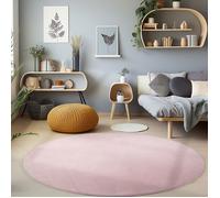 Carpetsale24 Tapis salon 200 cm Rond Rose Uni moderne et moelleux à poil court, avec sous-couche antidérapante, lavable