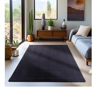 Carpetsale24 Tapis salon 200x290 cm Noir Uni moderne et moelleux à poil court, avec sous-couche antidérapante, lavable