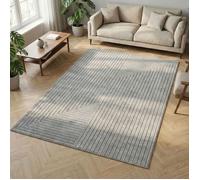 Carpetsale24 Tapis 240x340 cm XL Gris, Poils Courts Effet 3D Relief, Motif Bohème Scandinave, pour Intérieur ou Extérieur