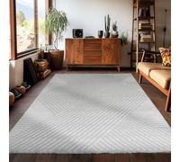 Carpetsale24 tapis Salon Argent 200x300 (200x290 cm) - Tapis à Poils Courts, Effet 3D Style Scandinave, Motif Bohème Scandinate Doux et Moelleux - Cuisine Moquette Salle de Sejour