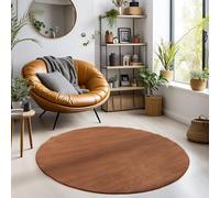Carpetsale24 Tapis Salon Moderne et Chambre Brun 200 cm Rond - Poils Courts, Unicolor - Doux et Moelleux - Cuisine Moquette Salle de Sejour