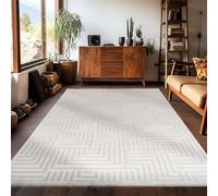 Carpetsale24 tapis Salon Moderne et Cuisine Design Tapis Nature-4 140 x 200 cm - Effet 3D Style Scandinave, Conception Géométrique Doux et Moelleux