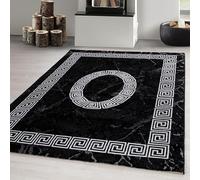 Carpetsale24 tapis Salon Moderne et Cuisine Moquette Noir-5 160x230 cm - Tapis à Poils Courts, Conception de Méandre Doux et Moelleux