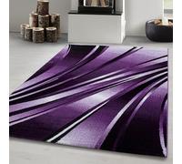 Carpetsale24 Tapis moderne à poils ras, tendance Violet Tapis 140x200 cm conception de vagues abstraites, tapis moelleux