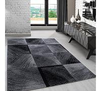 Carpetsale24 Tapis Salon Moderne Tapis Chambre Noir-2 140 x 200 cm - Tapis à Poils Courts, a Poil Ras, Conception de carrés Doux et Moelleux - Tapis Cuisine Moquette Salle de Sejour