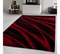 Carpetsale24 Tapis Salon Moderne Tapis Chambre Rouge 140 x 200 cm - Tapis à Poils Courts, a Poil Ras, Conception de Vagues abstraites Doux et Moelleux - Tapis Cuisine Moquette Salle de Sejour