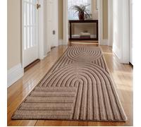 Carpetsale24 Tapis scandinave boho beige 80x250 cm, doux et lavable, effet 3D, entretien facile, pour couloir, salon ou chambre