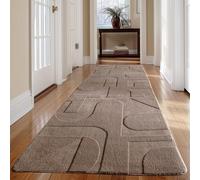 Carpetsale24 Tapis Scandinave Boho, Beige Uni 80x250 cm, Doux et Facile d'Entretien, Lavable, Effet 3D, Petit Tapis pour Salon & Chambre à Coucher
