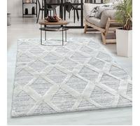 Carpetsale24 Tapis Scandinave crème 60x110 cm Poils Longs, Design Bohème 3D, Confort Doux et Moelleux