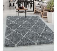 Carpetsale24 Tapis à Poils Longs, Couleur Gris, Conception géométrique, 107505, Tapis Rectangle, Tapis Salon-Salle à Manger ou Chambre, 240 x 340 cm