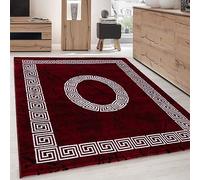 Carpettex Moderne Salon Rouge Tapis 240 x 340 cm Poils Courts, Conception Méandre Doux et Moelleux Cuisine Moquette Salle de Sejour