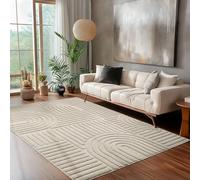Carpettex Moderne Salon Tapis Beige 120 x 170 cm Poils Courts, Style Scandinave Bohème Doux et Moelleux - Moquette Chambre Cuisine Salle de Sejour
