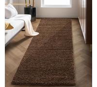 Carpettex Moderne Tapis Salon Tapis Chambre Adulte Brun 80 x 250 cm - Tapis Poil Long Shaggy Salle de Séjour Concevoir Unicolore Tapis Doux et Moelleux - Tapis Cuisine Moquette Coureur